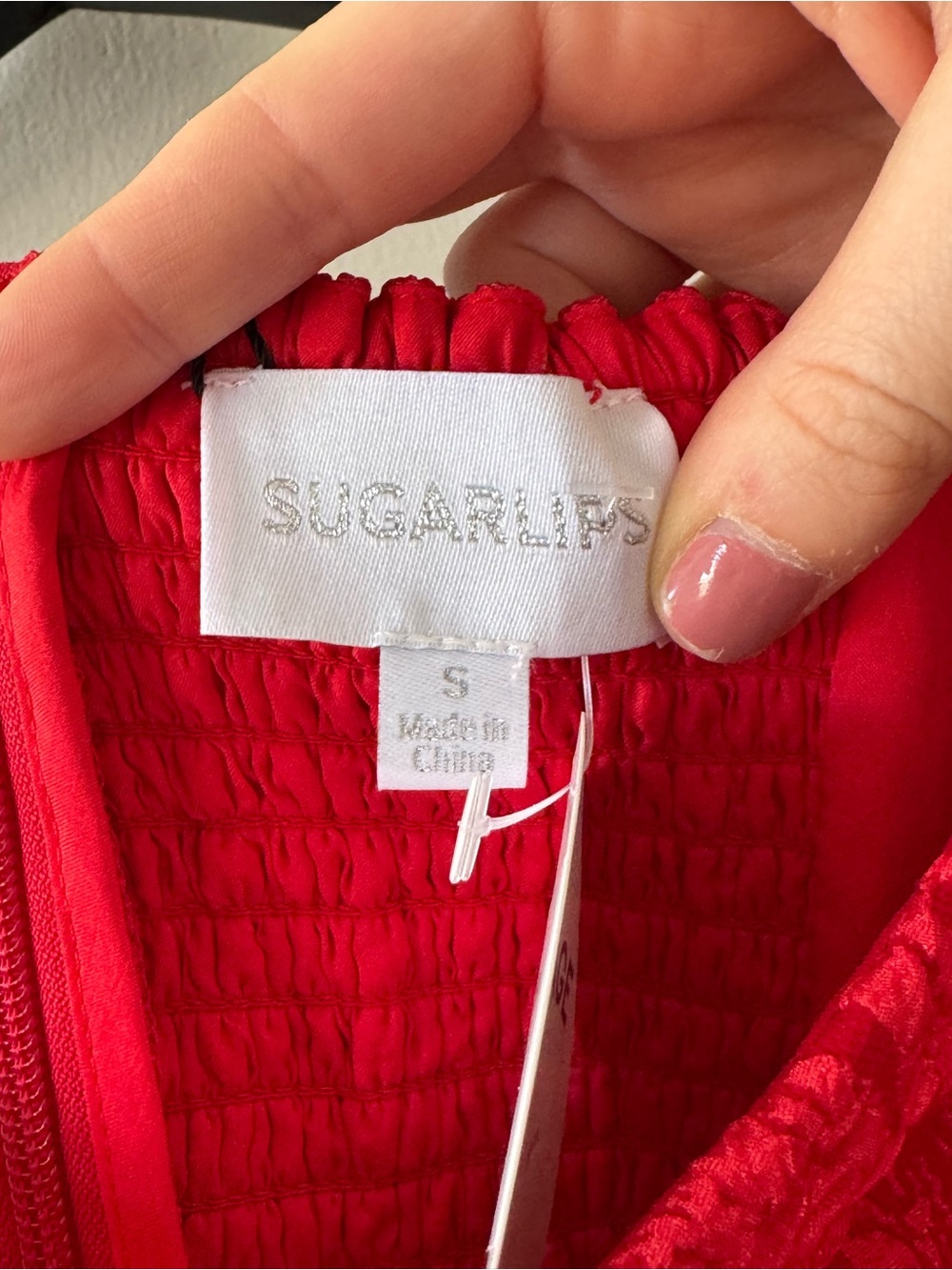 Sugarlips Red Textured Dress - Picture 6 of 8